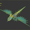 Colorful Fantasy Pterosaur Creature With Blue Wings Yellow Spiked Tail And Red Head Design