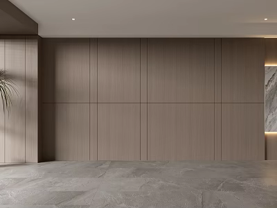 Modern Sofa Background Wall Interior Design With Wooden Panels And Minimalist Decor 3d model