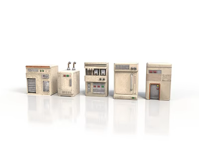 Beige Industrial Equipment Units With Control Panels Doors And Ventilation Grilles 3d model
