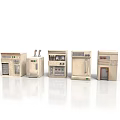 Beige Industrial Equipment Units With Control Panels Doors And Ventilation Grilles