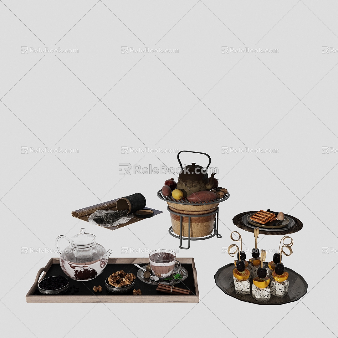 Modern Food Combination Modern Tea Set Food Beverage Table Food 3d model