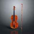 Beautiful Handcrafted Wooden Violin With Bow And Natural Wood Grain