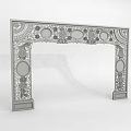 Golden Decorative Door Arch With Carved Patterns And Circular Mirrors 3d model