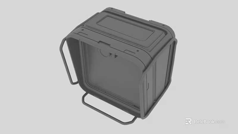 Black Plastic Toolbox Featuring Handle And Secure Lock Design On Gray Background 3d model 