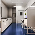 Modern Laboratory Interior Design With White Cabinets Blue Flooring And Lab Benches