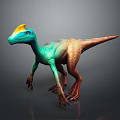 Colorful 3D Dinosaur Model With Yellow Crest Green Brown Body Standing Pose