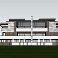 Modern Semi-detached Villa Exterior Design With Large Windows And Lush Green Surroundings
