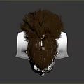 3D Rendered White Human Head Model With Brown Messy Fluffy Hair And Gray Background