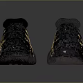 Black and Yellow Striped Athletic Sneakers With Modern Sporty Design And Gray Sole