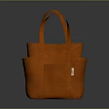 Orange Canvas Tote Bag With Multiple Side Pockets And Hand Straps 3d model