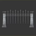 Wrought Iron Garden Gate Furniture With Stone Pillars Spiked Decorations And Grass