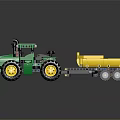 Lego Green Tractor With Yellow Trailer Building Blocks Toy Set