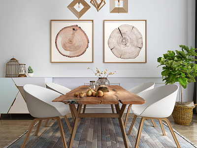 Nordic Dining Table and Chair Combination model