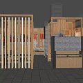 Elegant Restaurant Interior Design With Wooden Decor Marble Counter And Partition Dividers