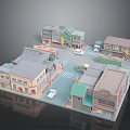 Detailed Miniature Town Model With Buildings Street Vehicles And Pedestrians