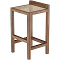 Modern Solid Wood Bar Stool With Rattan Woven Seat For Minimalist Home Kitchen Use