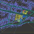 Aerial Planning of Modern Urban Development with Mixed Buildings Road Network River and Green Spaces
