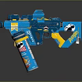 Stylish Blue and Yellow Gun Weapon Featuring Pirate Theme and Decorative Elements