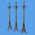 Wooden Furniture Three Standing Coat Racks With Hooks And Tripod Bases