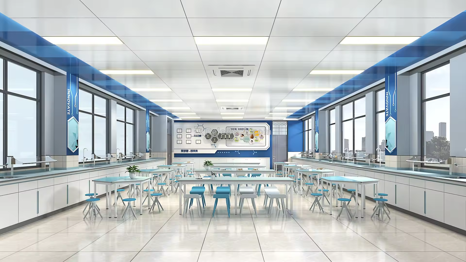 Style Science Classroom Experimental Console Experimental Table 3d model