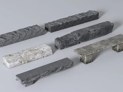 Outdoor Benches With Different Textured Materials And Modern Design For Outdoor Areas 3d model