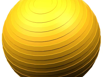 Yellow Fitness Exercise Ball With Striped Design For Workout Training 3d model