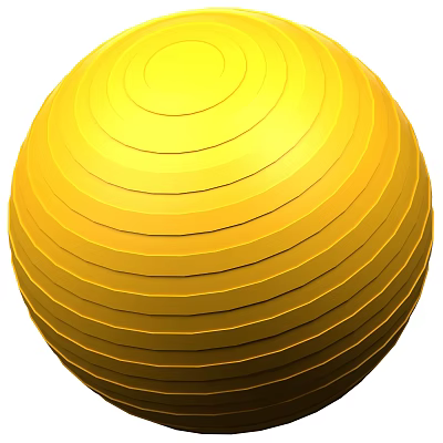 Yellow Fitness Exercise Ball With Striped Design For Workout Training 3d model