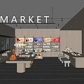 Modern Supermarket Interior Design With Shelves Products Display Areas And Large Windows