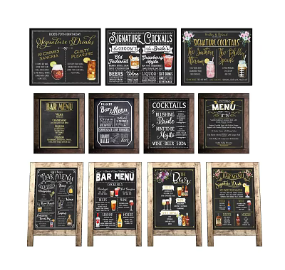 Musical Instrument Art Supplies For Craft Cocktail Menu Designs On Handmade Chalkboards 3d model