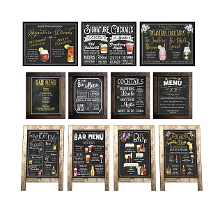 Modern Blackboard Cafe Poster Blackboard 3d model