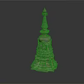 Ancient Carved Stone Tower with Ornate Base Spire and Intricate Traditional Design