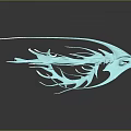 Light Blue Mythical Creature Head With Long Feathery Fins Artistic 3D Model Dark Background Reflection