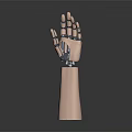 Robotic Arm With Pink Palm And Metal Joints On Gray Background 3d model