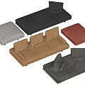 Modern Upholstered Sofas In Various Colors With Plush Cushions And Different Designs 3d model