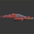 Red And Blue Cosmic Spaceship 3D Model Showcasing Detailed Aerospace Structure And Modern Design