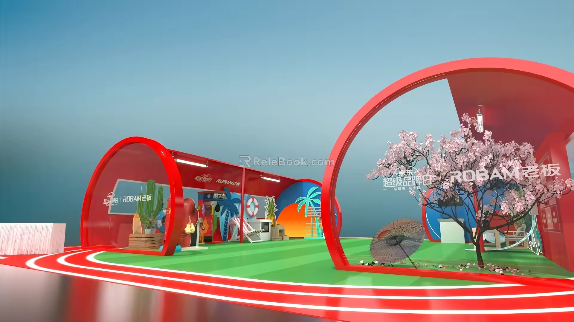 Hawaiian style Chinese style Japanese style pipeline photo clock product display pop-up shop 3d model