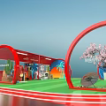 Hawaiian style Chinese style Japanese style pipeline photo clock product display pop-up shop 3d model