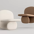 Modern Stylish Single Sofa in White and Brown with Unique Curved Design for Living Room