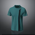 Collared Turquoise Polo Shirt Short Sleeve With Black Vertical Stripes Design