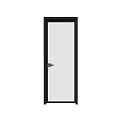 Modern Black Hinged Door with Glass Panel Silver Handle and Contemporary Style
