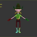 Cartoon Cowboy Character With Red Cowboy Hat Yellow Shirt Blue Pants Brown Boots And Mustache