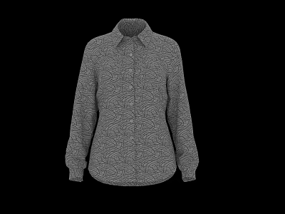 Stylish Long Sleeve Collared Shirt With Intricate Pattern Design For Casual Wear 3d model
