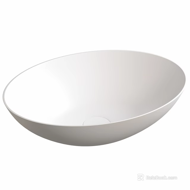 Modern White Oval Shaped Wash Basin With Smooth Surface And Contemporary Design 3d model 