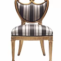 Classic Style Accent Chair With Black White Striped Upholstery Gold Carved Frame And Ornate Details