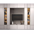Modern TV Wall Unit Design With Cabinets Open Shelves And Decorative Items