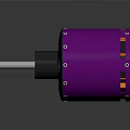 Purple Electric Motor With Metal Shaft And Black Mechanical Components