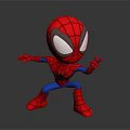 Cartoon Style Spider Man 3D Rendered With Red Blue Costume And Action Pose
