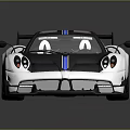 Sleek White And Black Sports Car With Blue Stripes And Rear Wing Design