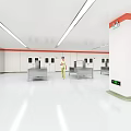 Sterile Cleanroom Environment With Bright Lighting Reflective Walls And Personnel Standing