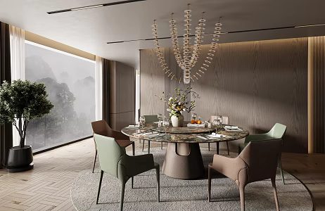 Minotti Miloti modern dining table and chair combination 3d model